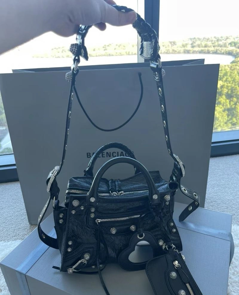 Balenciaga XS Le Cagole Neo City Handbag - Black Diamond Hardware Durable 78787