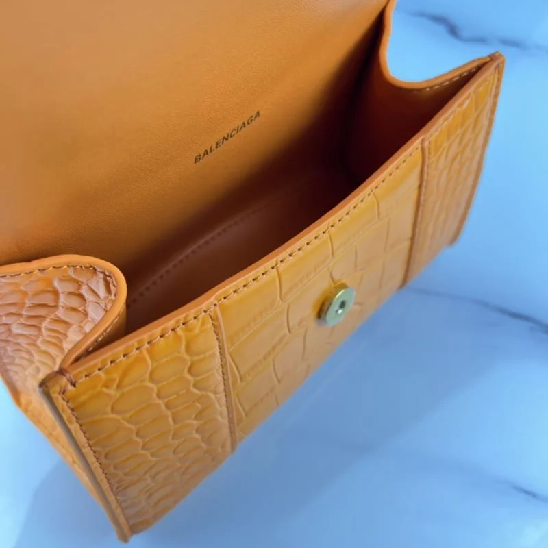 Balenciaga XS Orange Crocodile Hourglass Bag with Gold Buckle Timeless 37760