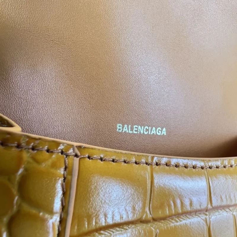 Balenciaga XS Orange Crocodile Hourglass Bag with Gold Buckle Timeless 37760