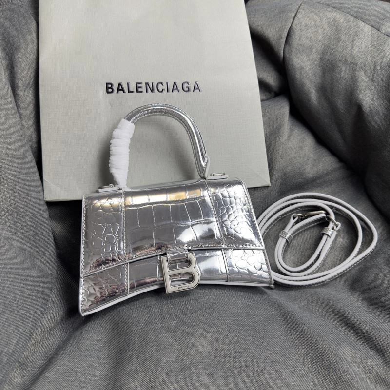 FashionForward Balenciaga XS Silver Buckle Crocodile Hourglass Bag 70003