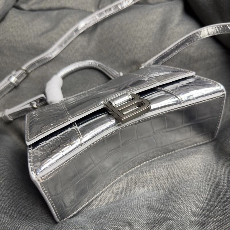 FashionForward Balenciaga XS Silver Buckle Crocodile Hourglass Bag 70003