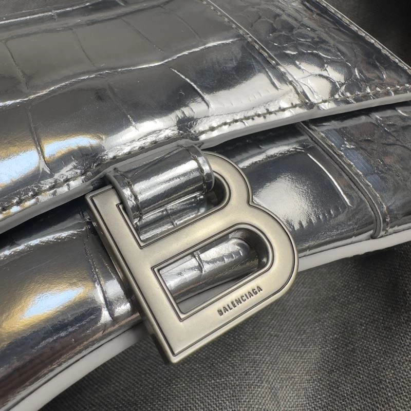 FashionForward Balenciaga XS Silver Buckle Crocodile Hourglass Bag 70003