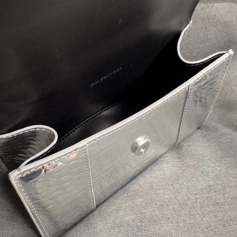 FashionForward Balenciaga XS Silver Buckle Crocodile Hourglass Bag 70003