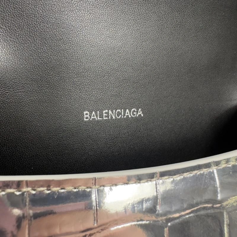 FashionForward Balenciaga XS Silver Buckle Crocodile Hourglass Bag 70003