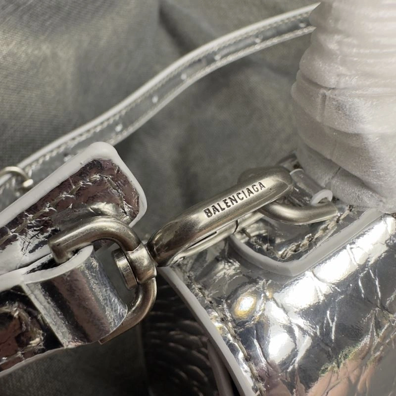 FashionForward Balenciaga XS Silver Buckle Crocodile Hourglass Bag 70003