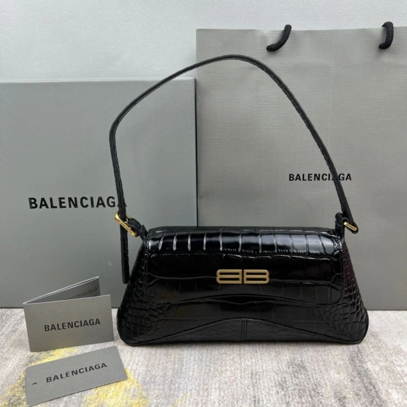 GoodFit Balenciaga XX Crocodile Black Lambskin Shoulder Bag 78330