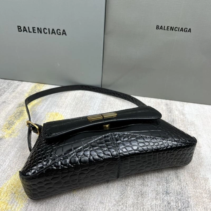 GoodFit Balenciaga XX Crocodile Black Lambskin Shoulder Bag 78330