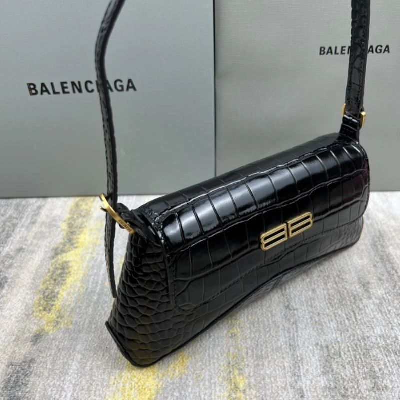 GoodFit Balenciaga XX Crocodile Black Lambskin Shoulder Bag 78330