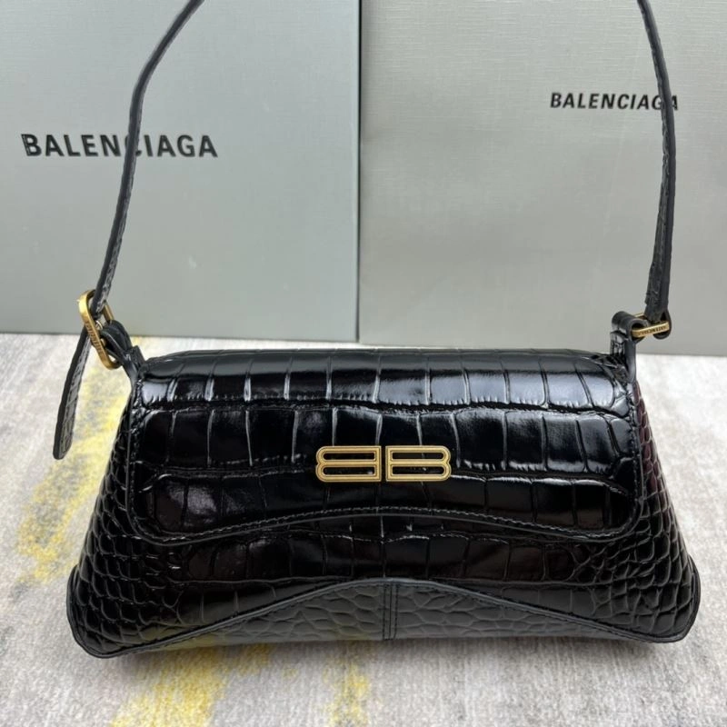 GoodFit Balenciaga XX Crocodile Black Lambskin Shoulder Bag 78330