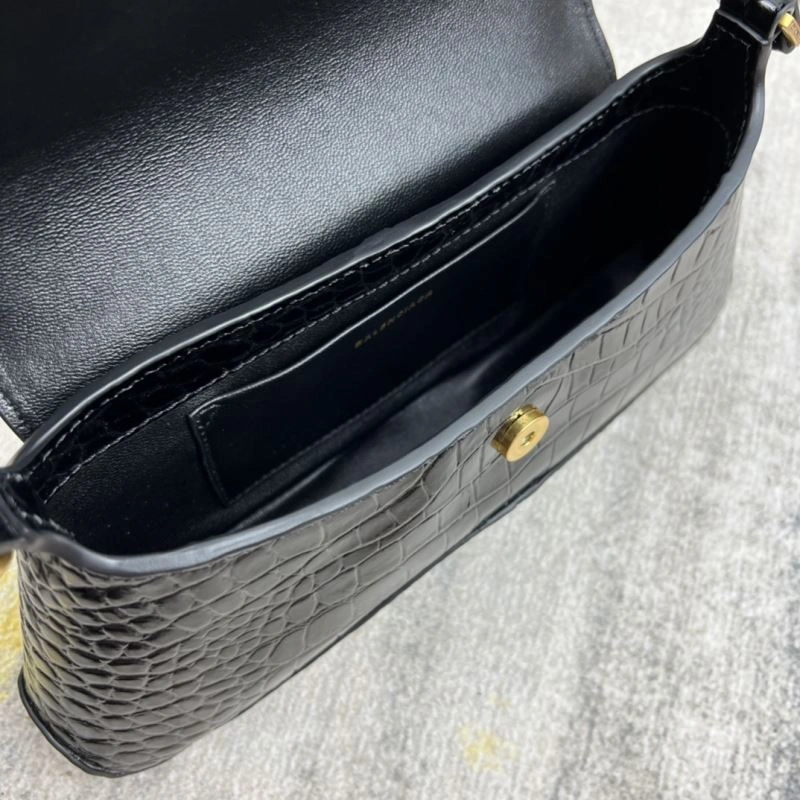 GoodFit Balenciaga XX Crocodile Black Lambskin Shoulder Bag 78330