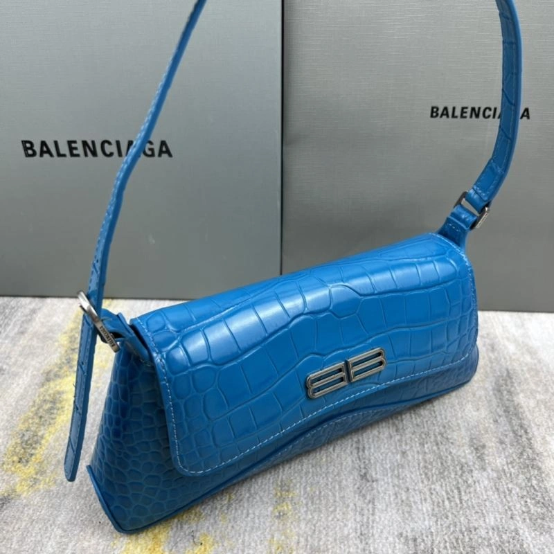 Balenciaga XX Crocodile Blue Mini Lambskin Underarm Bag Soft 78335