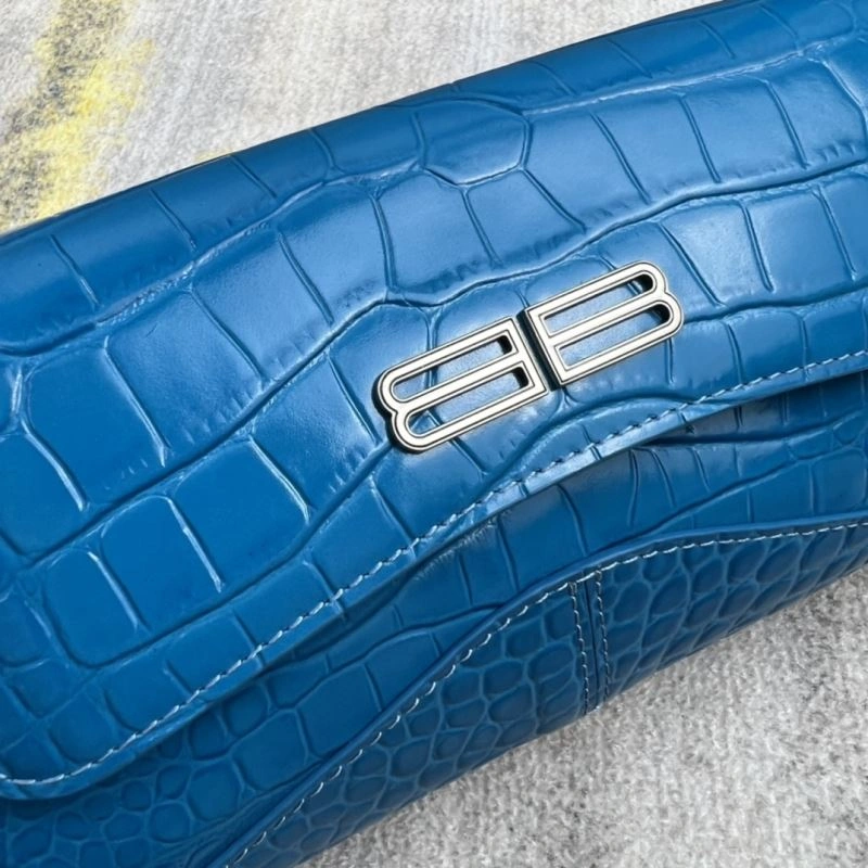Balenciaga XX Crocodile Blue Mini Lambskin Underarm Bag Soft 78335