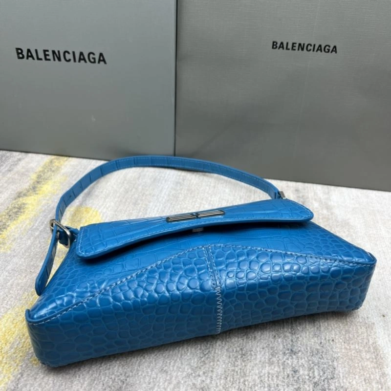 Balenciaga XX Crocodile Blue Mini Lambskin Underarm Bag Soft 78335