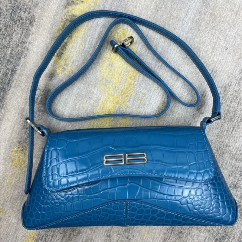 Balenciaga XX Crocodile Blue Mini Lambskin Underarm Bag Soft 78335