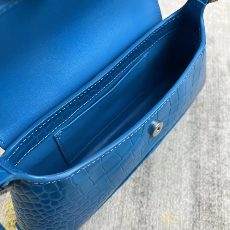Balenciaga XX Crocodile Blue Mini Lambskin Underarm Bag Soft 78335