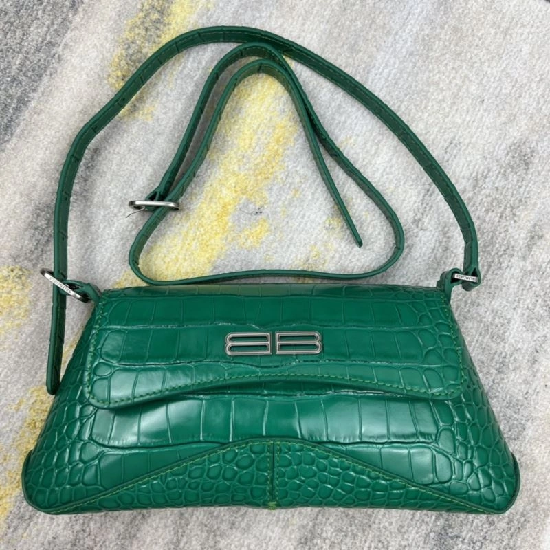 Balenciaga XX Crocodile Green Underarm Bag with Lambskin Lining QuickDry 78334
