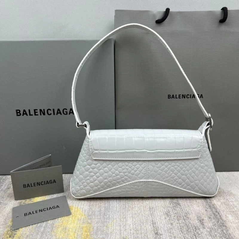 Versatile Balenciaga XX Crocodile White Lambskin Underarm Bag 78331