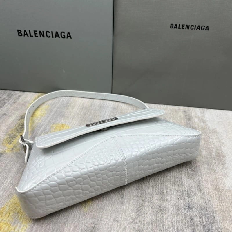 Versatile Balenciaga XX Crocodile White Lambskin Underarm Bag 78331