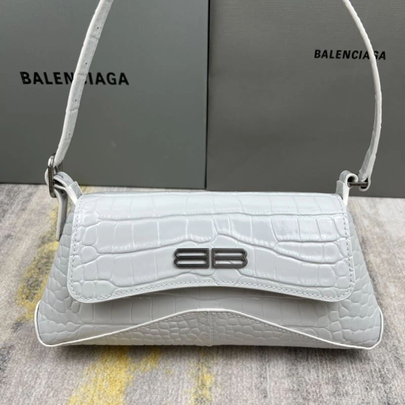 Versatile Balenciaga XX Crocodile White Lambskin Underarm Bag 78331