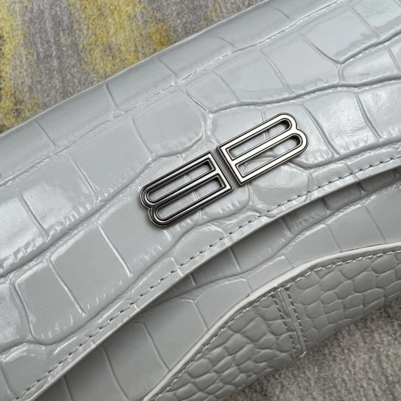 Versatile Balenciaga XX Crocodile White Lambskin Underarm Bag 78331