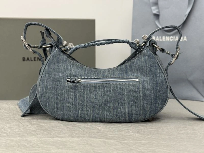 SmartChoice Balenciaga Y2K Bling Denim Motorcycle Bag with Mirror Pouch 66916