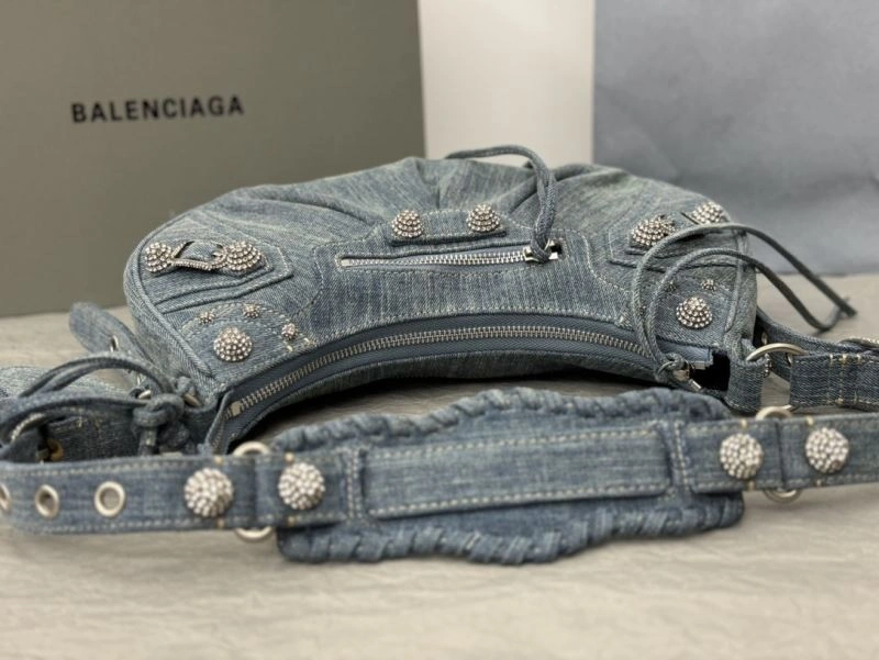 SmartChoice Balenciaga Y2K Bling Denim Motorcycle Bag with Mirror Pouch 66916