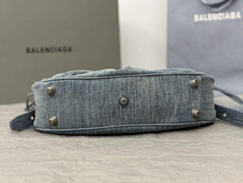 SmartChoice Balenciaga Y2K Bling Denim Motorcycle Bag with Mirror Pouch 66916