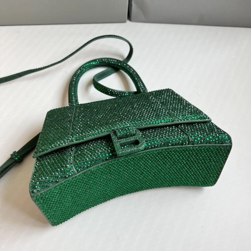 Bling Green Rhinestone Hourglass Bag with  B Buckle MultiPurpose 70090