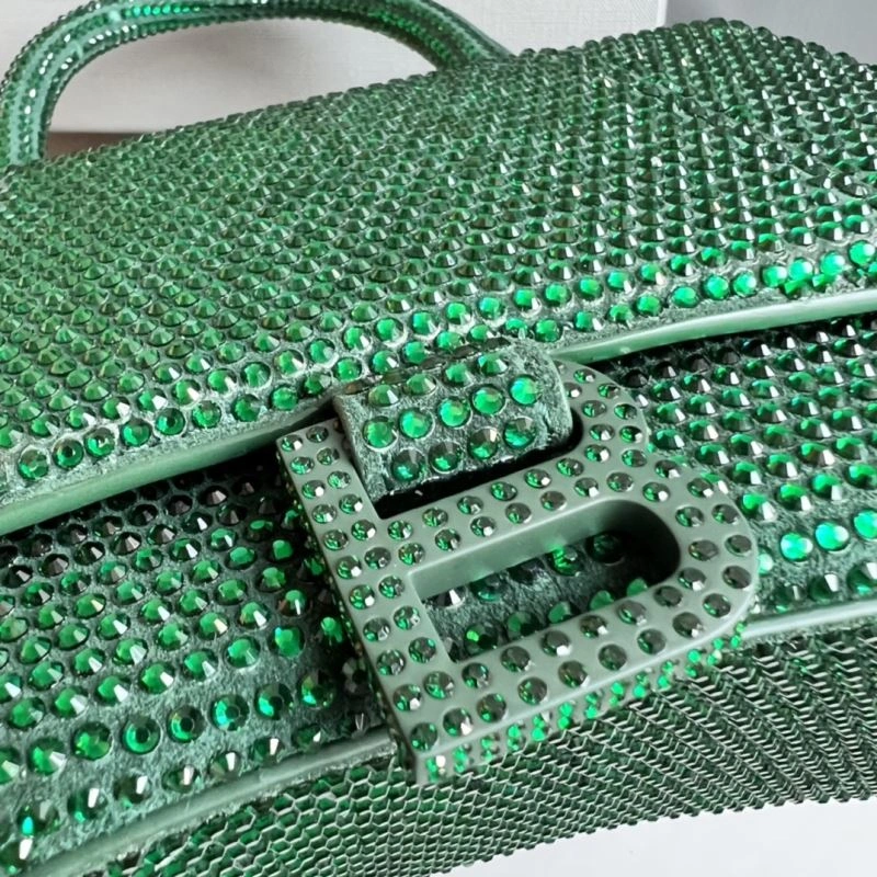 Bling Green Rhinestone Hourglass Bag with  B Buckle MultiPurpose 70090