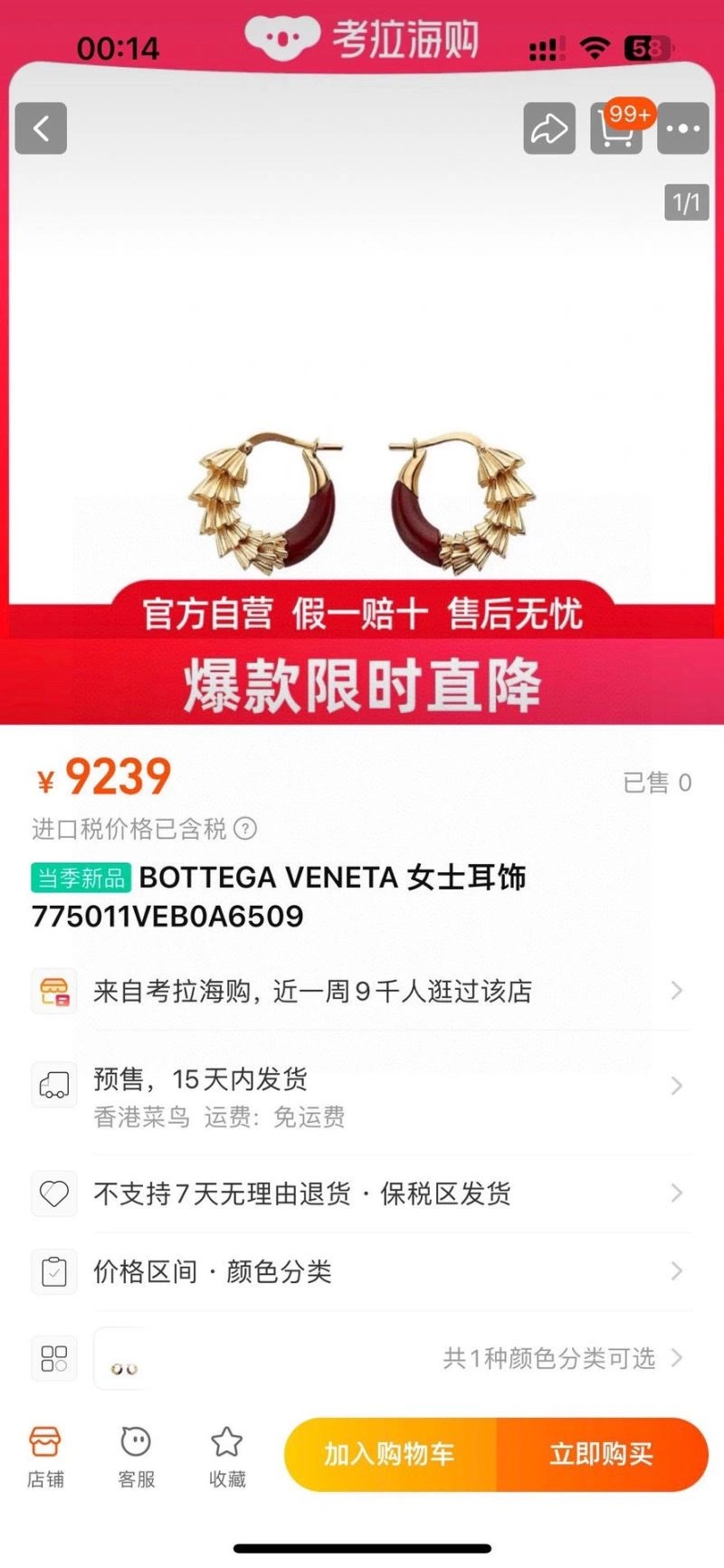 SmoothTexture Bottega Veneta Earrings 211427