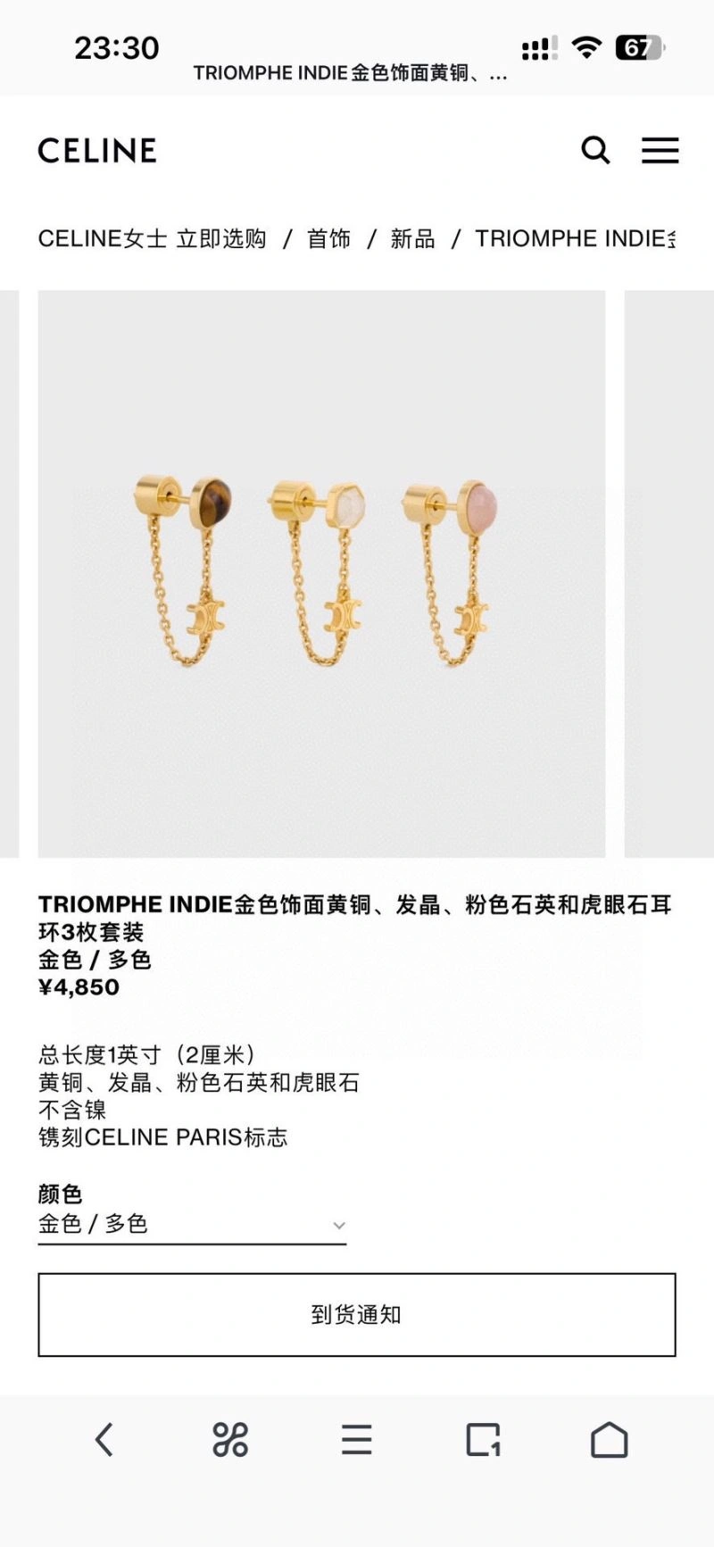 Seasonal Celine Earrings 218338