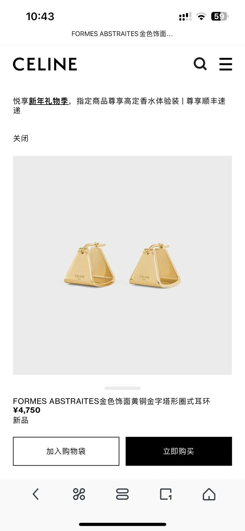 Celine Earrings MoistureWicking 218276