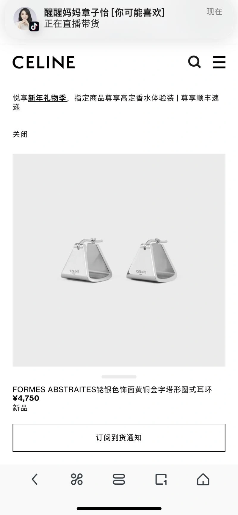 Celine Earrings MoistureWicking 218276