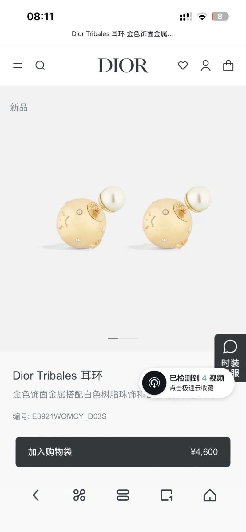 Christian Dior Earrings WrinkleFree 233172