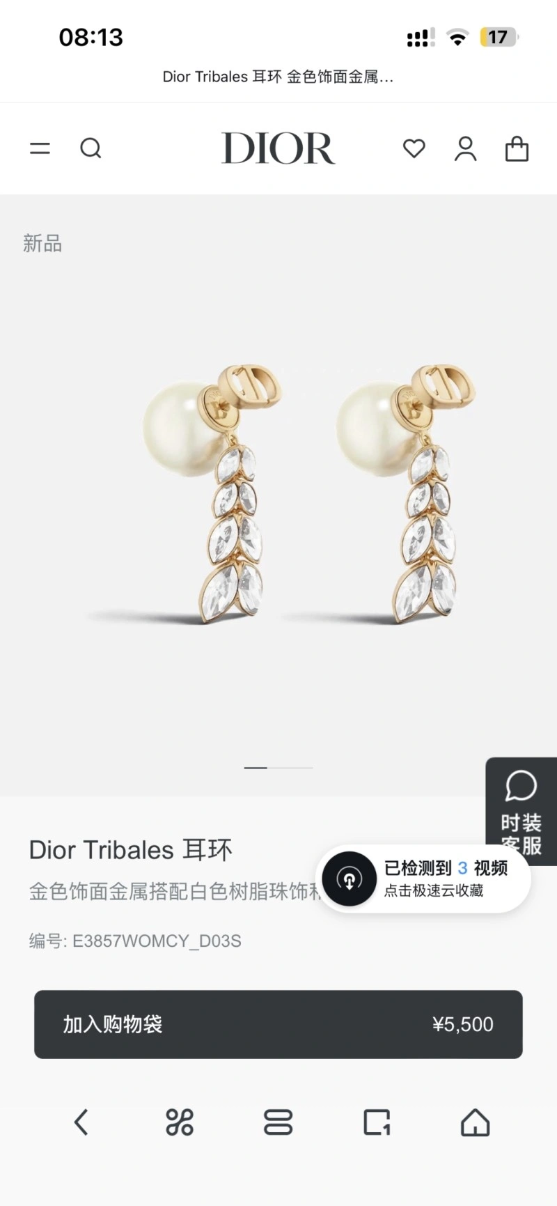 Christian Dior Earrings MoistureWicking 232748