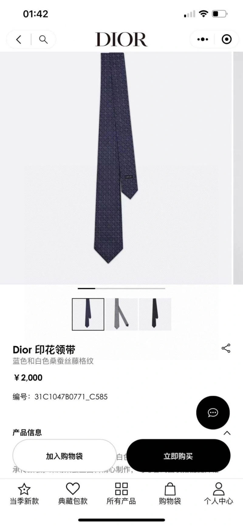 Packable Christian Dior Neckties 268978