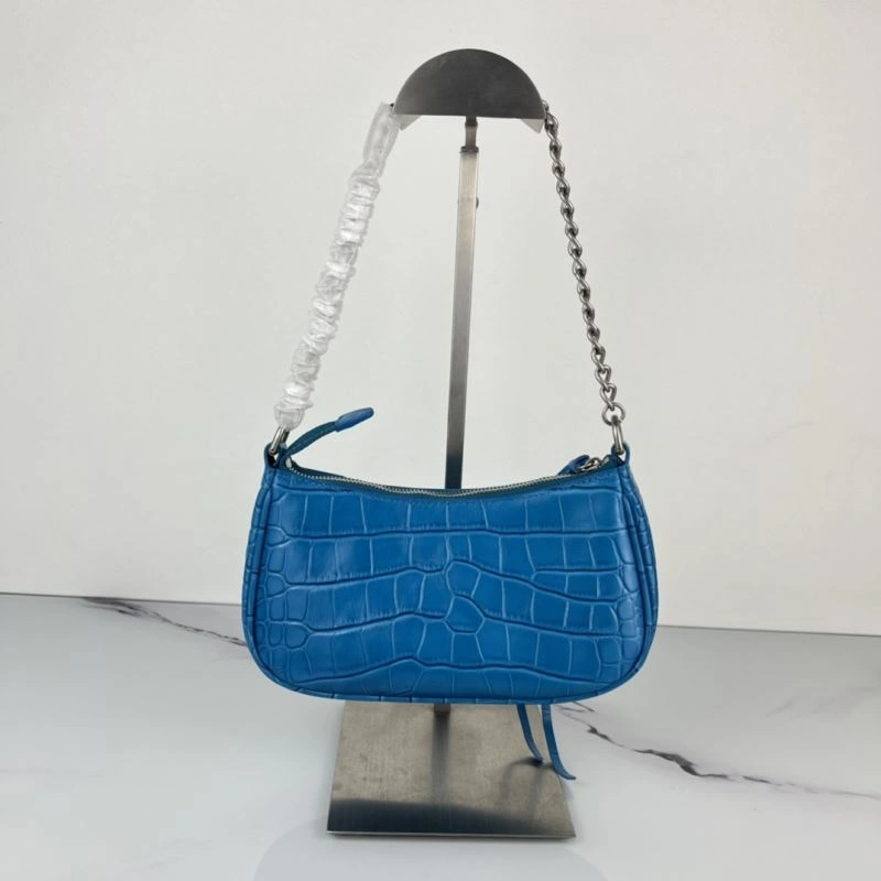 GoodFit Crocodile Blue Le Cagole Mini Chain Motorcycle Bag with Rhinestones 78816