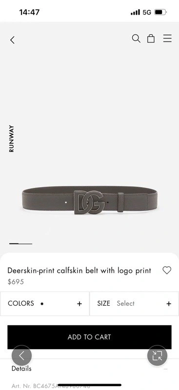 Breathable Dolce Gabbana Belts 285441