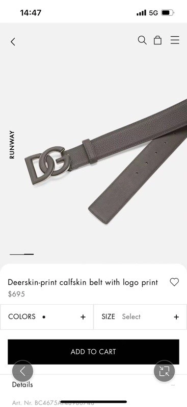Breathable Dolce Gabbana Belts 285441