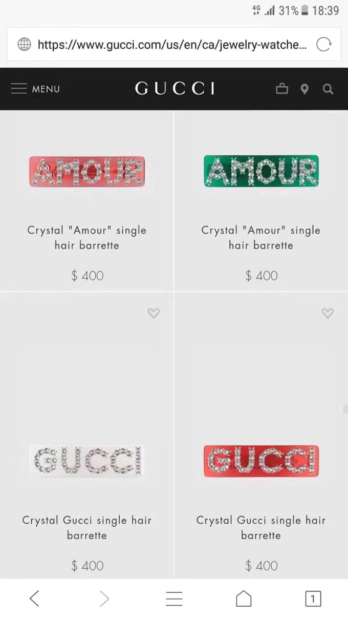 Efficient Gucci Hairpins 245427