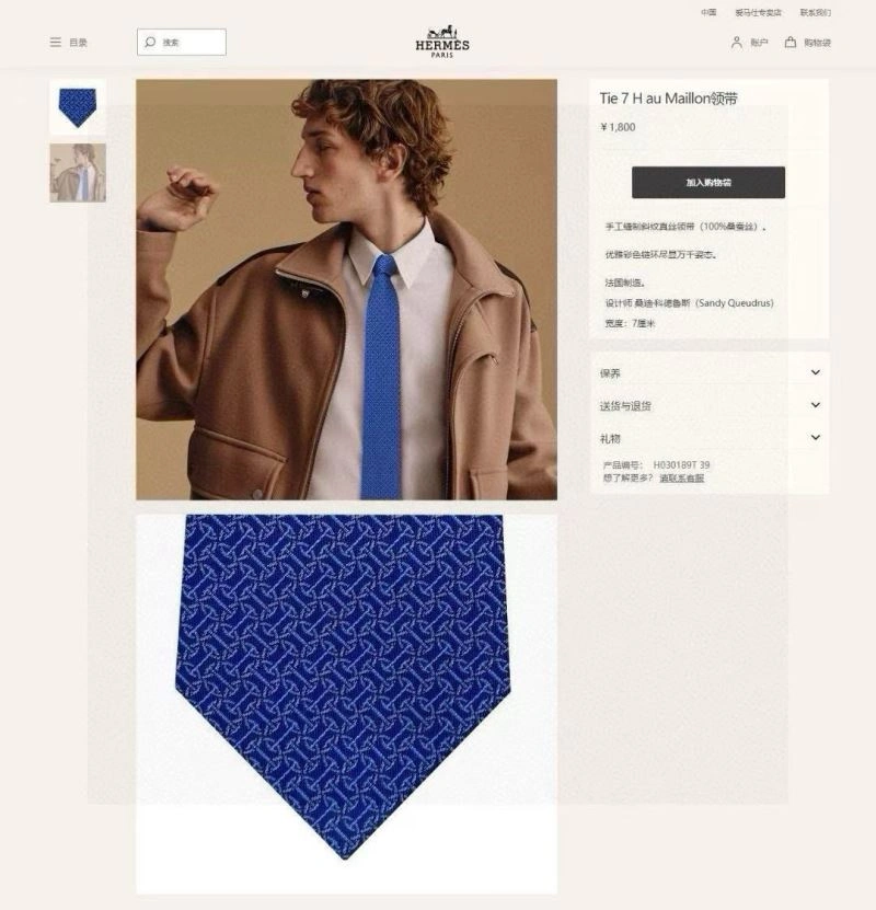 Hermes Neckties Sustainable 268800