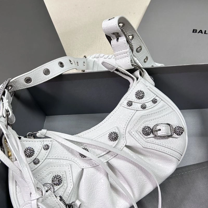 Le Cagole Half-Moon Dumpling Motorcycle Bag - Diamond Buckle White Popular 78830
