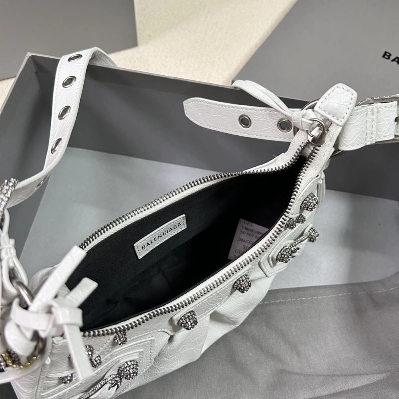 Le Cagole Half-Moon Dumpling Motorcycle Bag - Diamond Buckle White Popular 78830