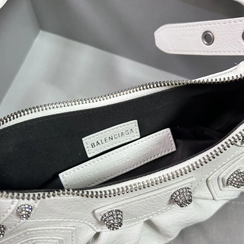 Le Cagole Half-Moon Dumpling Motorcycle Bag - Diamond Buckle White Popular 78830