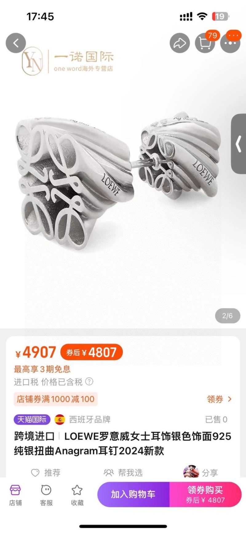 Contemporary Loewe Earrings 209252