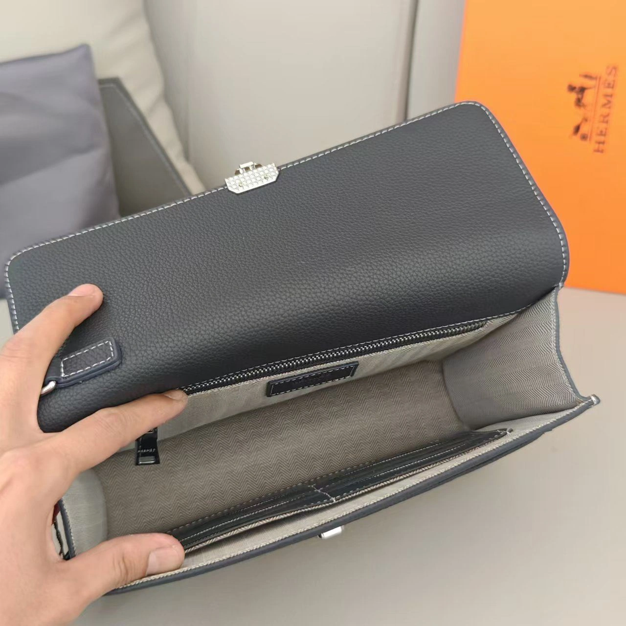 SmoothTexture Mens Hermes Clutch Bags 92873