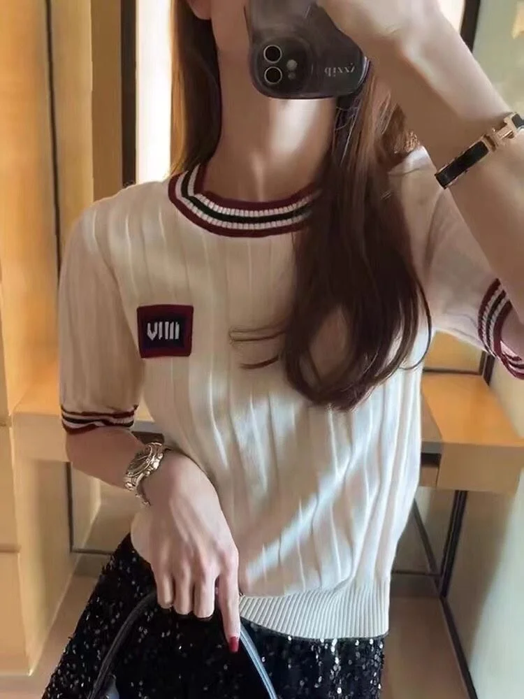 Miu Miu T-Shirts Breathable 163935