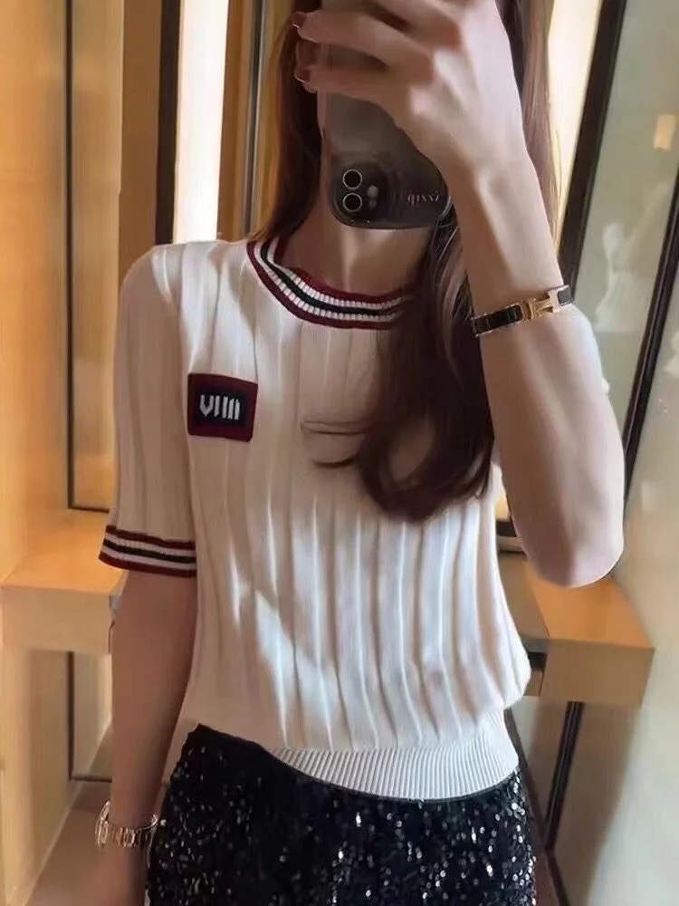 Miu Miu T-Shirts Breathable 163935
