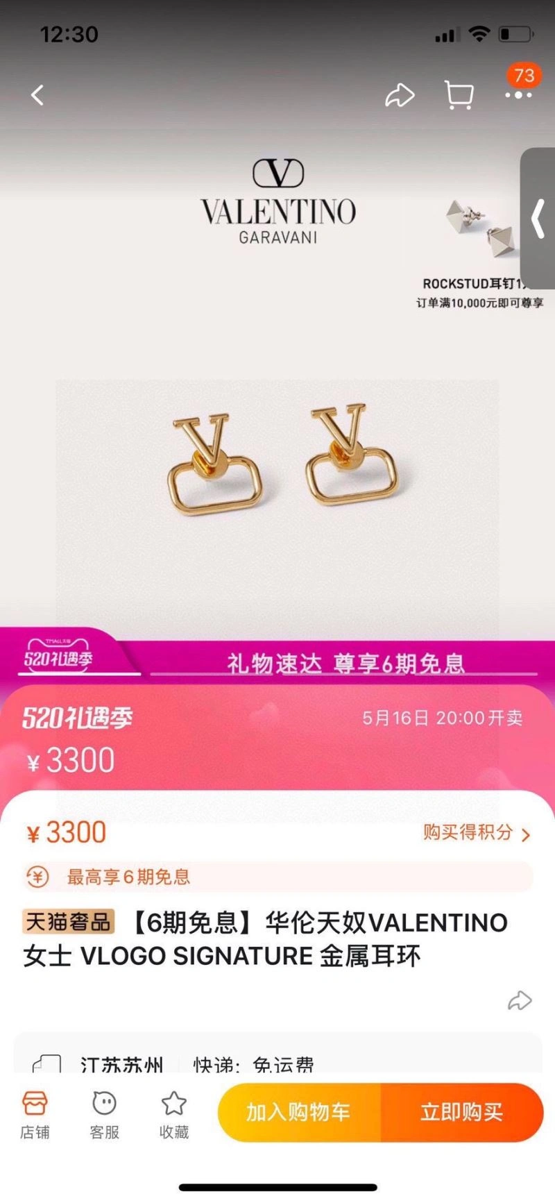 Valentino Earrings Elegant 212512